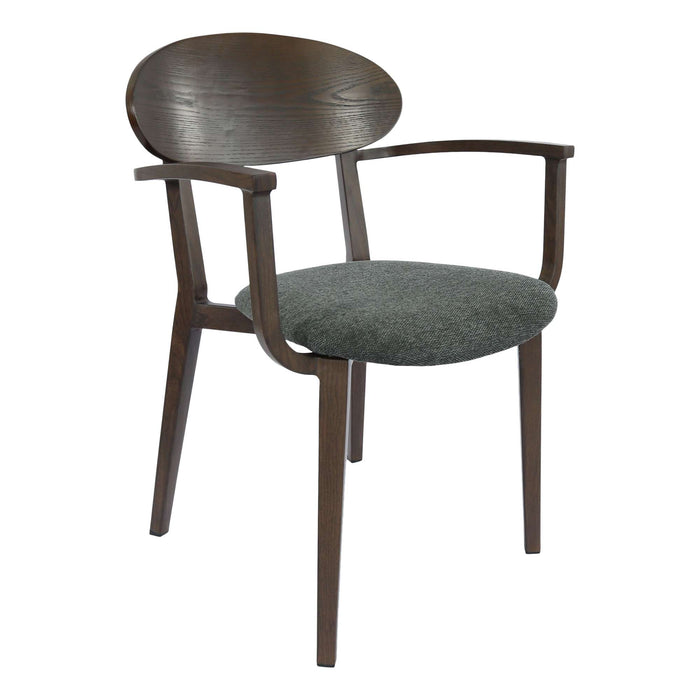 Durafurn Atlanta Armchair - Narrow Ply Backrest - Wenge Frame/Dark Grey Fabric Seat & Ply Backrest