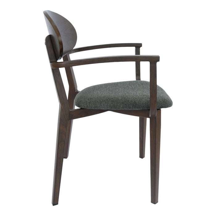 Durafurn Atlanta Armchair - Narrow Ply Backrest - Wenge Frame/Dark Grey Fabric Seat & Ply Backrest