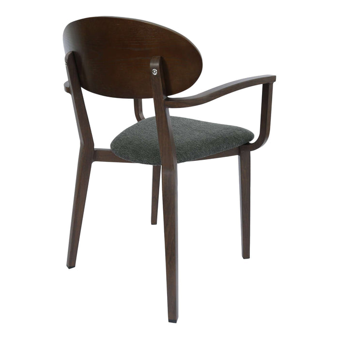 Durafurn Atlanta Armchair - Narrow Ply Backrest - Wenge Frame/Dark Grey Fabric Seat & Ply Backrest