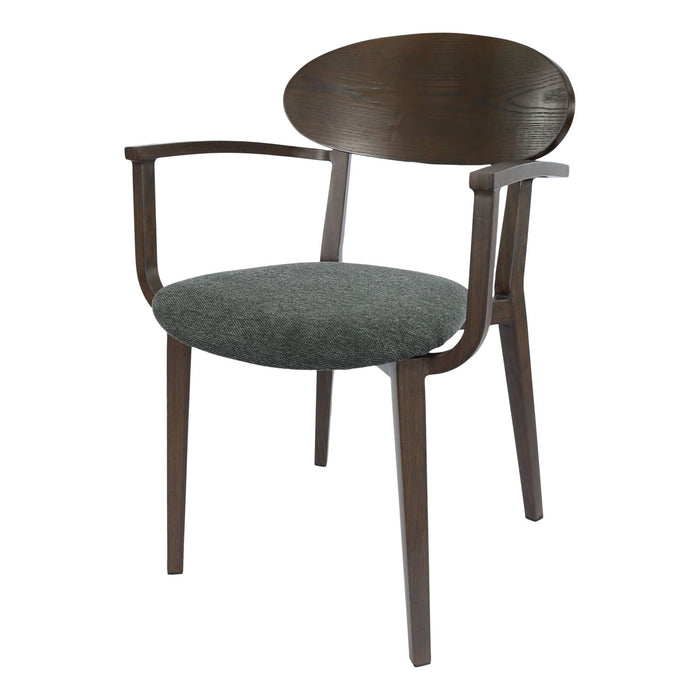 Durafurn Atlanta Armchair - Narrow Ply Backrest - Wenge Frame/Dark Grey Fabric Seat & Ply Backrest