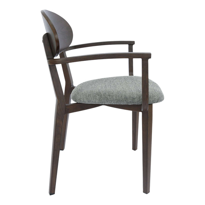 Durafurn Atlanta Armchair - Narrow Ply Backrest - Wenge Frame/ Grey Fabric Seat & Ply Backrest