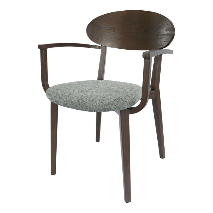 Durafurn Atlanta Armchair - Narrow Ply Backrest - Wenge Frame/ Grey Fabric Seat & Ply Backrest