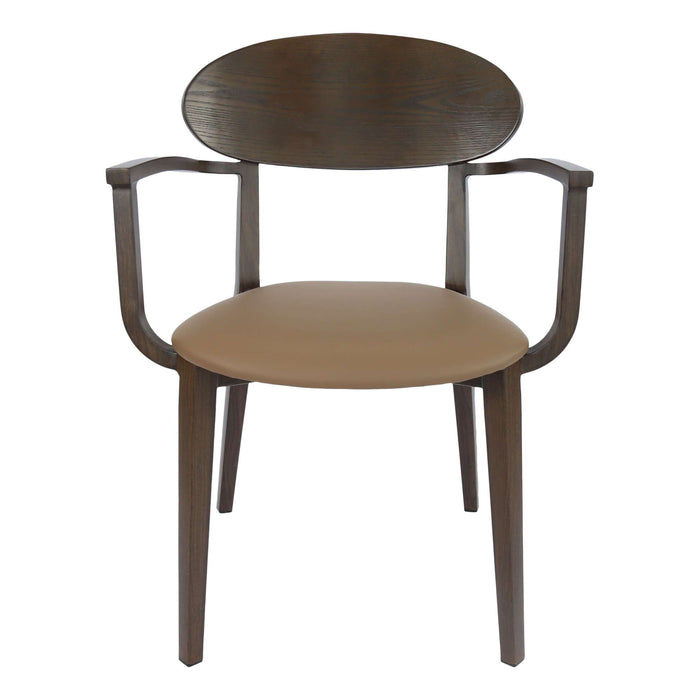 Durafurn Atlanta Armchair - Narrow Ply Backrest - Wenge Frame/Taupe Vinyl Seat & Ply Backrest