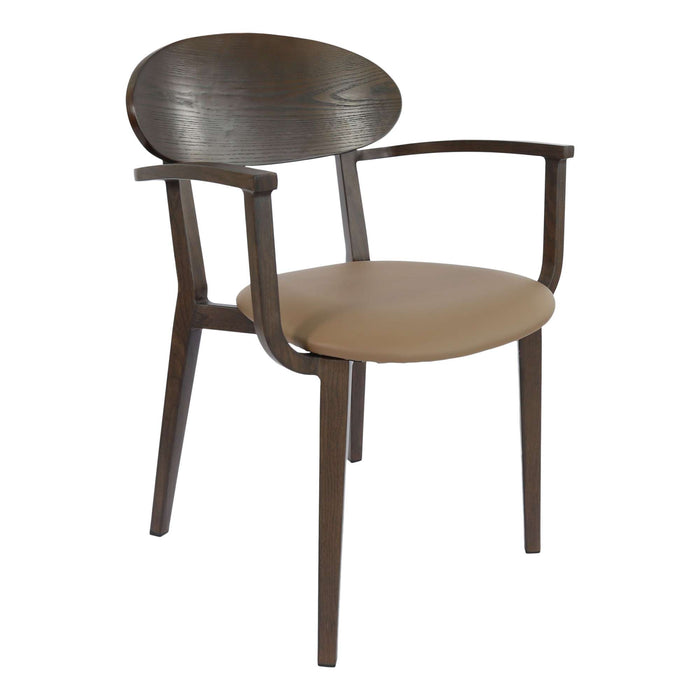 Durafurn Atlanta Armchair - Narrow Ply Backrest - Wenge Frame/Taupe Vinyl Seat & Ply Backrest