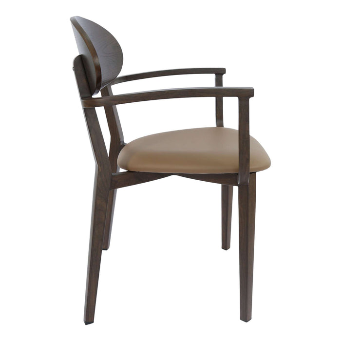 Durafurn Atlanta Armchair - Narrow Ply Backrest - Wenge Frame/Taupe Vinyl Seat & Ply Backrest