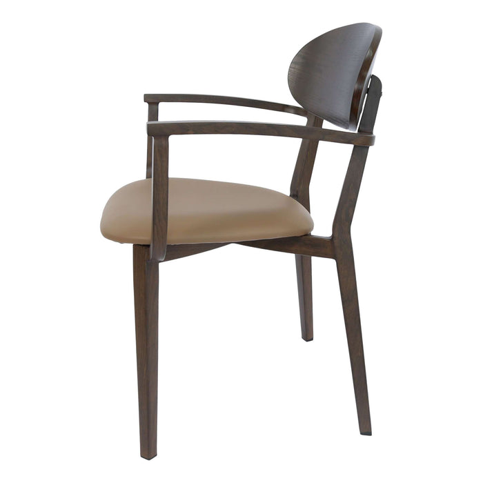 Durafurn Atlanta Armchair - Narrow Ply Backrest - Wenge Frame/Taupe Vinyl Seat & Ply Backrest