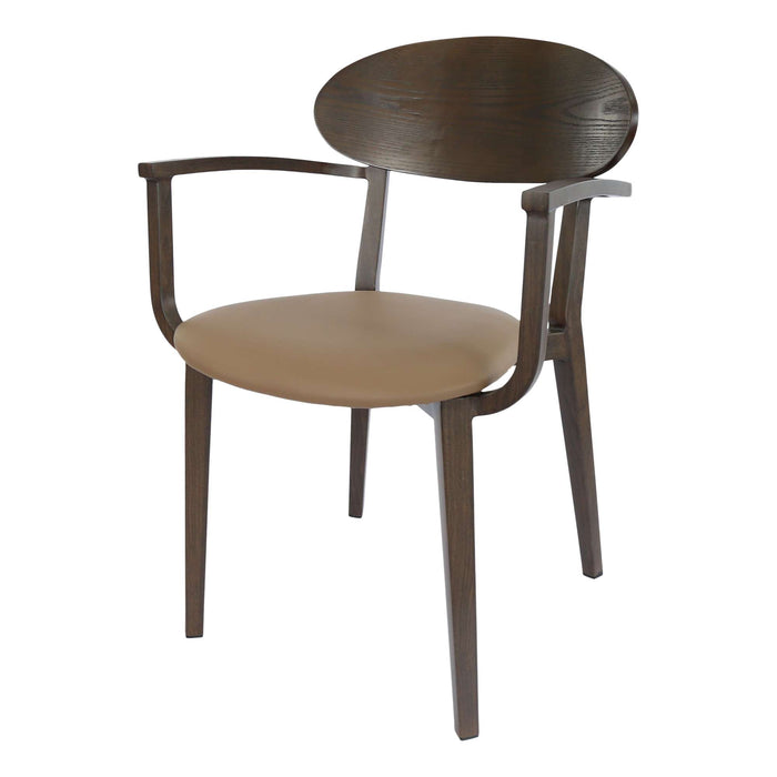 Durafurn Atlanta Armchair - Narrow Ply Backrest - Wenge Frame/Taupe Vinyl Seat & Ply Backrest