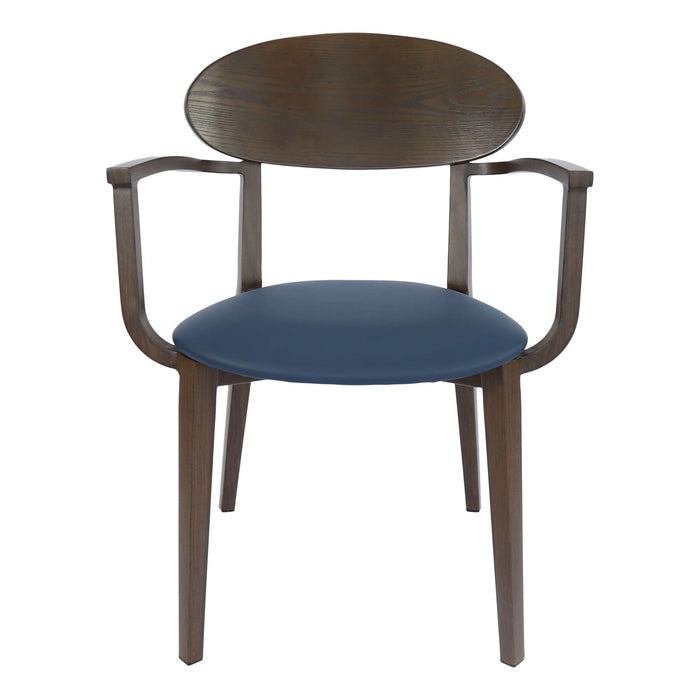 Durafurn Atlanta Armchair - Narrow Ply Backrest - Wenge Frame/Navy Vinyl Seat & Ply Backrest