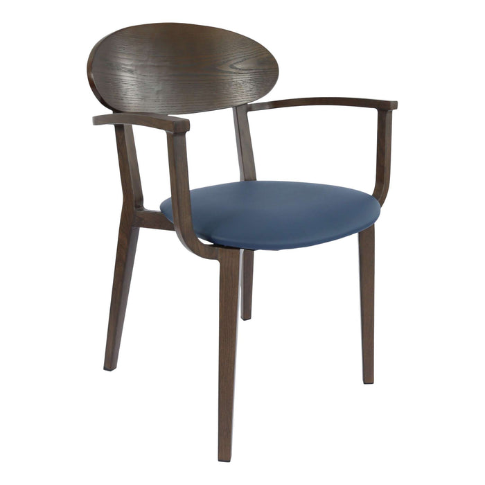 Durafurn Atlanta Armchair - Narrow Ply Backrest - Wenge Frame/Navy Vinyl Seat & Ply Backrest
