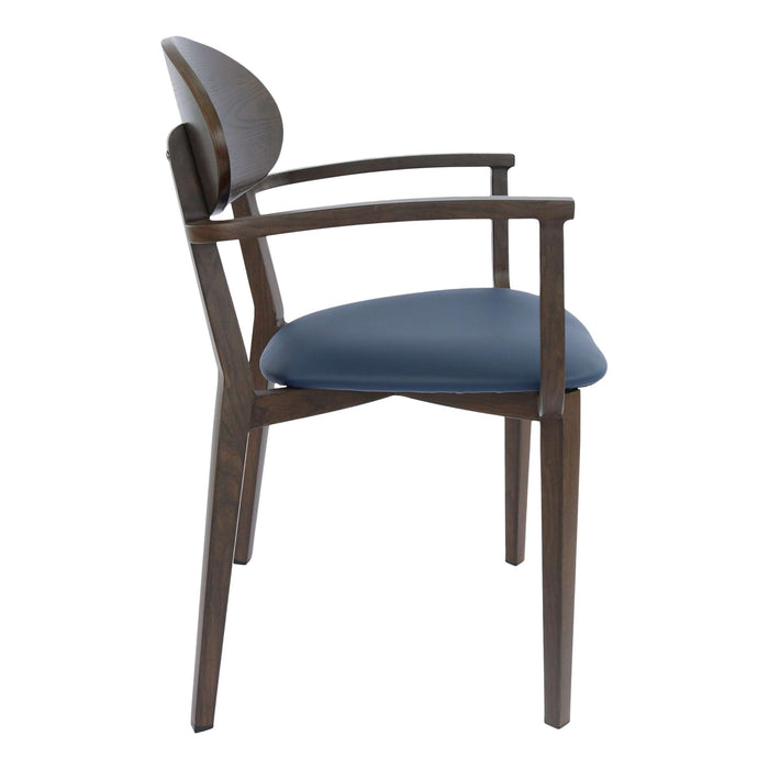 Durafurn Atlanta Armchair - Narrow Ply Backrest - Wenge Frame/Navy Vinyl Seat & Ply Backrest