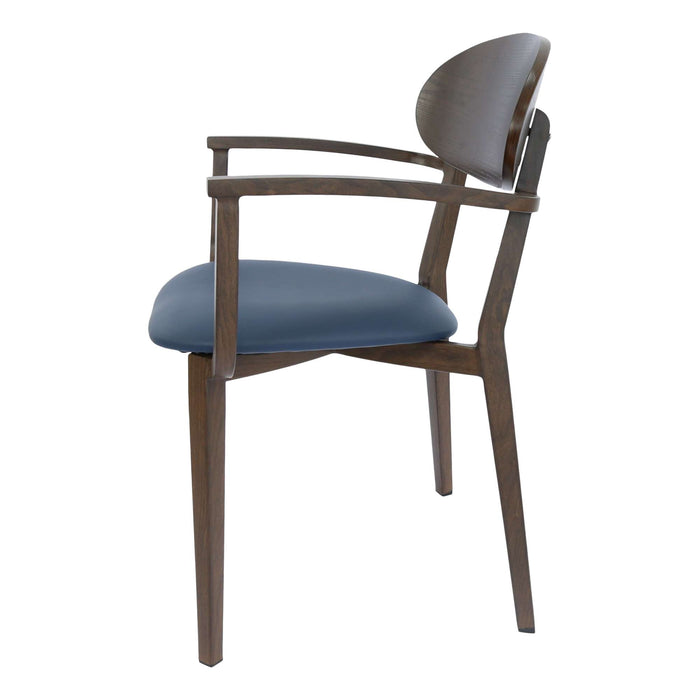 Durafurn Atlanta Armchair - Narrow Ply Backrest - Wenge Frame/Navy Vinyl Seat & Ply Backrest