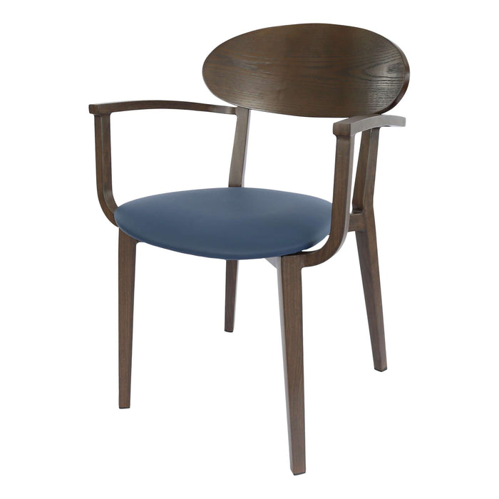 Durafurn Atlanta Armchair - Narrow Ply Backrest - Wenge Frame/Navy Vinyl Seat & Ply Backrest
