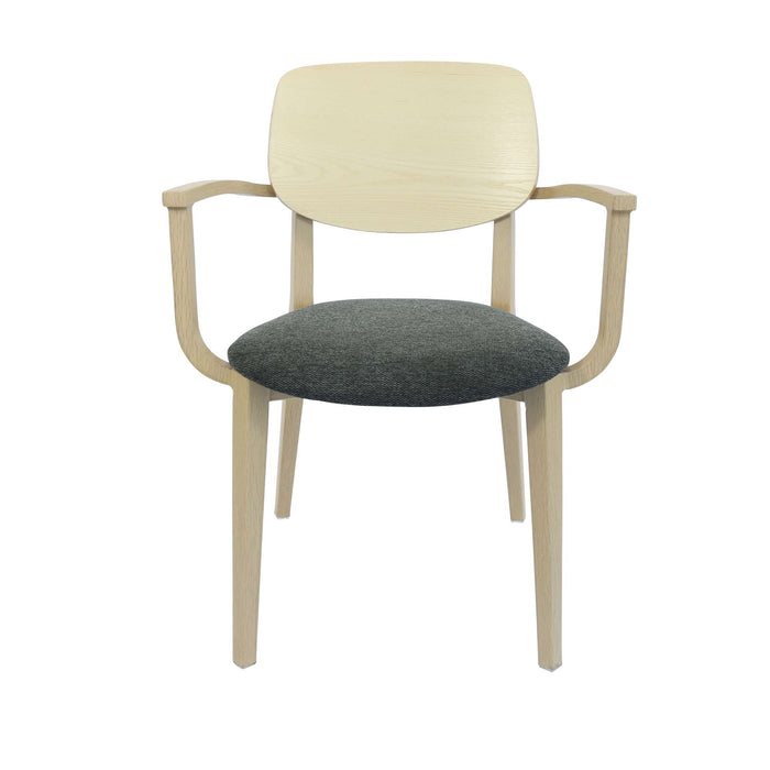 Durafurn Atlanta Armchair - large Ply Backrest - Oak Frame/Dark Grey Fabric Seat & Ply Backrest