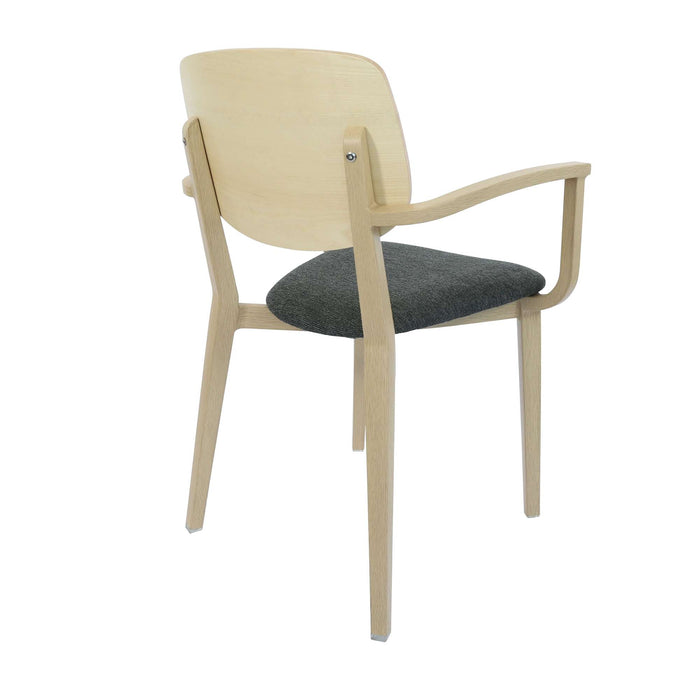 Durafurn Atlanta Armchair - large Ply Backrest - Oak Frame/Dark Grey Fabric Seat & Ply Backrest