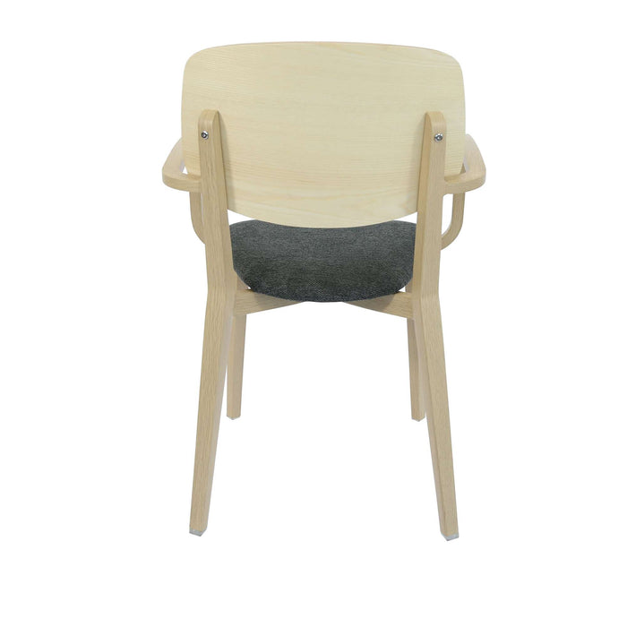 Durafurn Atlanta Armchair - large Ply Backrest - Oak Frame/Dark Grey Fabric Seat & Ply Backrest