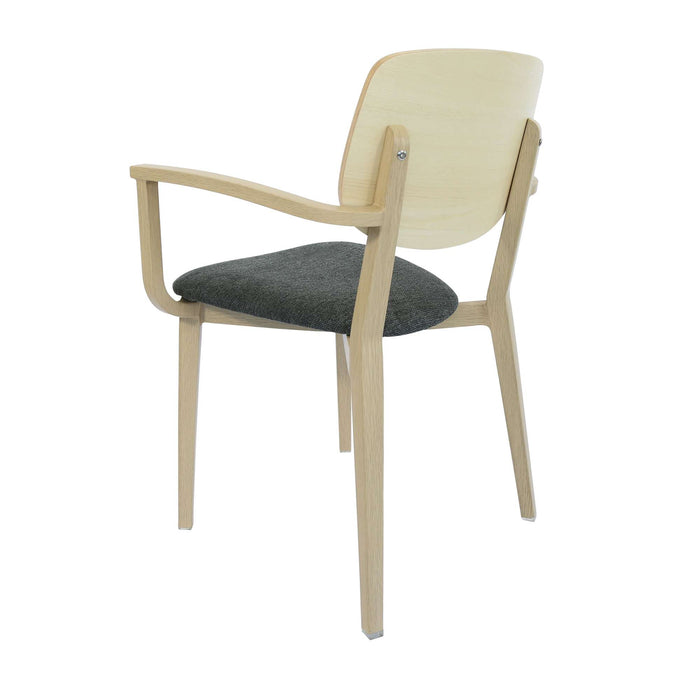 Durafurn Atlanta Armchair - large Ply Backrest - Oak Frame/Dark Grey Fabric Seat & Ply Backrest