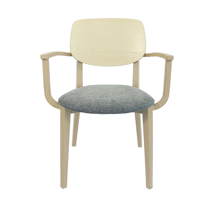 Durafurn Atlanta Armchair - large Ply Backrest - Oak Frame/ Grey Fabric Seat & Ply Backrest