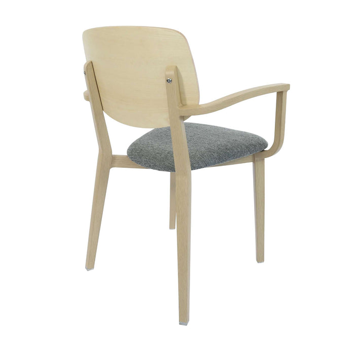 Durafurn Atlanta Armchair - large Ply Backrest - Oak Frame/ Grey Fabric Seat & Ply Backrest