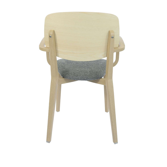 Durafurn Atlanta Armchair - large Ply Backrest - Oak Frame/ Grey Fabric Seat & Ply Backrest