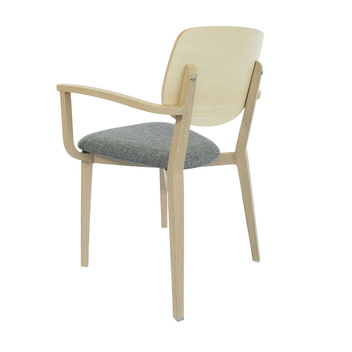 Durafurn Atlanta Armchair - large Ply Backrest - Oak Frame/ Grey Fabric Seat & Ply Backrest