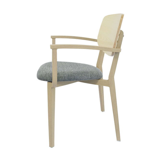 Durafurn Atlanta Armchair - large Ply Backrest - Oak Frame/ Grey Fabric Seat & Ply Backrest