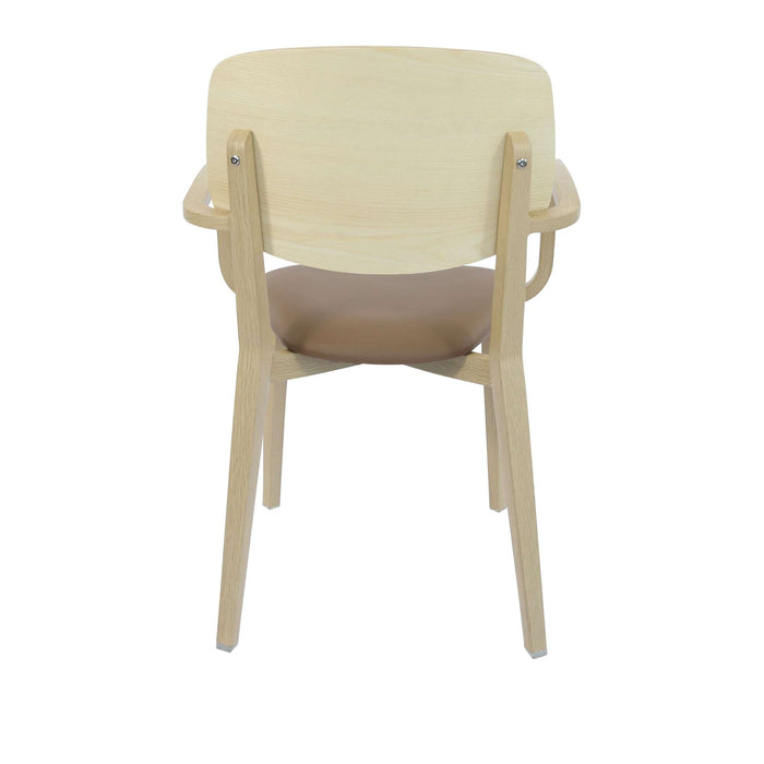 Durafurn Atlanta Armchair - large Ply Backrest - Oak Frame/Taupe Vinyl Seat & Ply Backrest