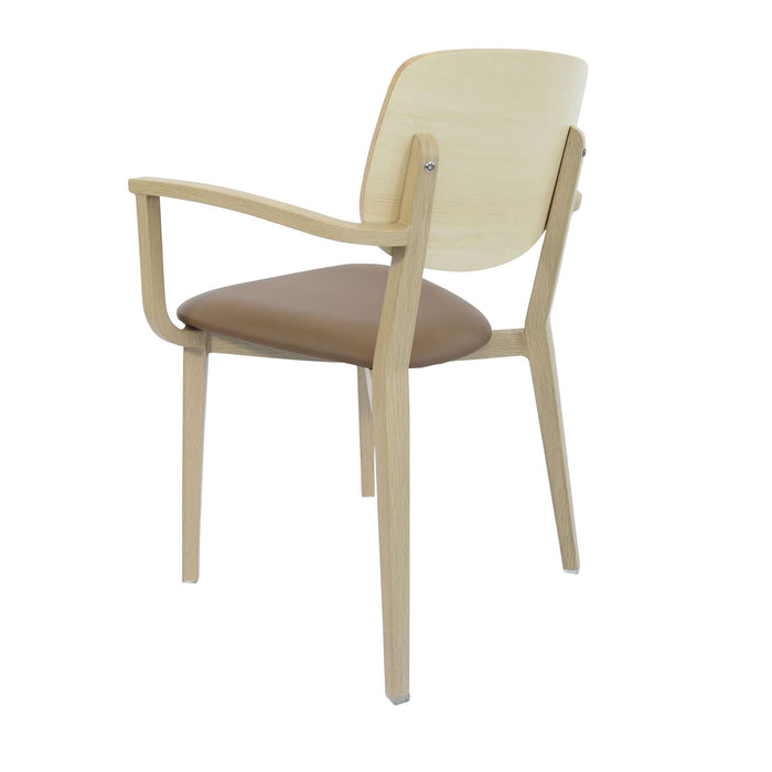 Durafurn Atlanta Armchair - large Ply Backrest - Oak Frame/Taupe Vinyl Seat & Ply Backrest