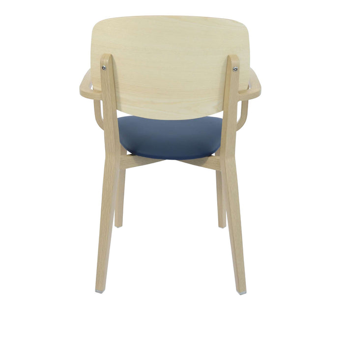 Durafurn Atlanta Armchair - large Ply Backrest - Oak Frame/Navy Vinyl Seat & Ply Backrest