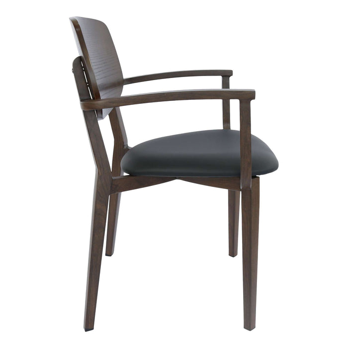 Durafurn Atlanta Armchair - large Ply Backrest - Wenge Frame/Black Vinyl Seat & Ply Backrest