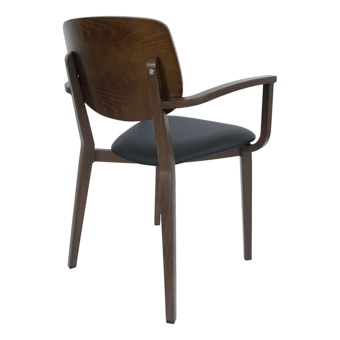 Durafurn Atlanta Armchair - large Ply Backrest - Wenge Frame/Black Vinyl Seat & Ply Backrest