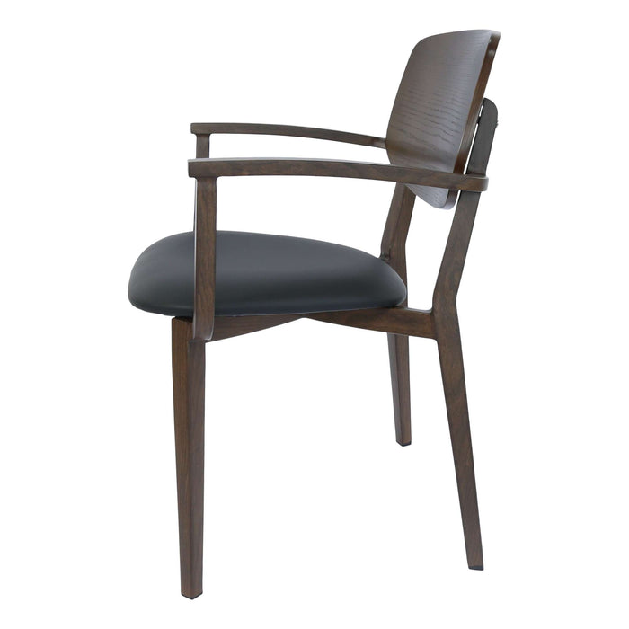 Durafurn Atlanta Armchair - large Ply Backrest - Wenge Frame/Black Vinyl Seat & Ply Backrest