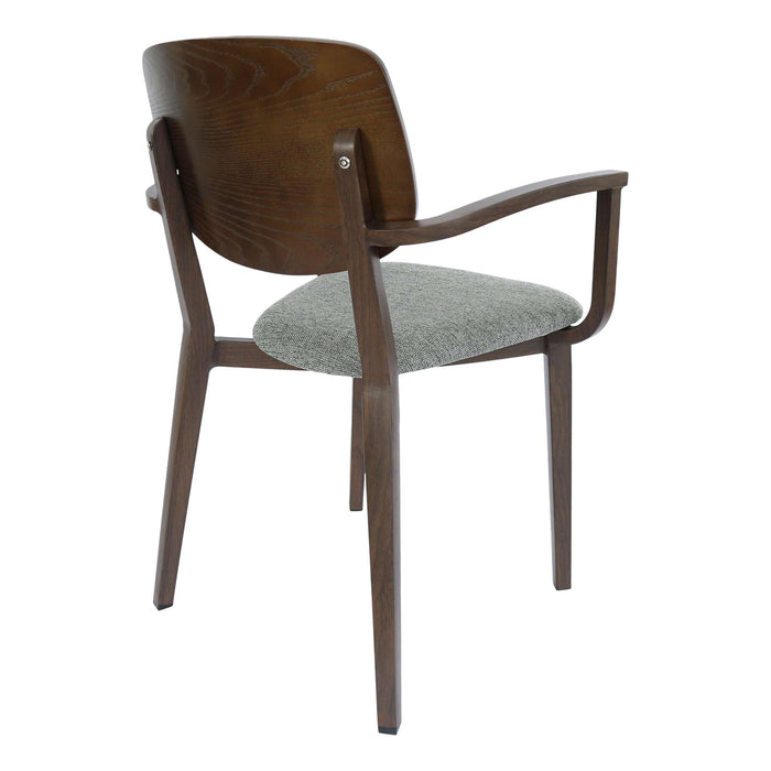 Durafurn Atlanta Armchair - large Ply Backrest - Wenge Frame/ Grey Fabric Seat & Ply Backrest
