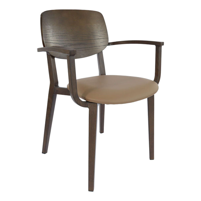 Durafurn Atlanta Armchair - large Ply Backrest - Wenge Frame/Taupe Vinyl Seat & Ply Backrest