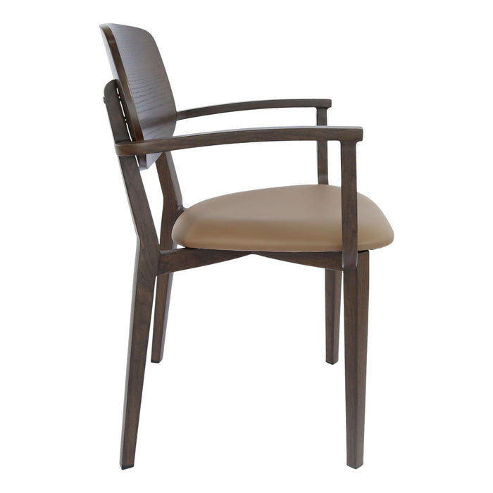 Durafurn Atlanta Armchair - large Ply Backrest - Wenge Frame/Taupe Vinyl Seat & Ply Backrest