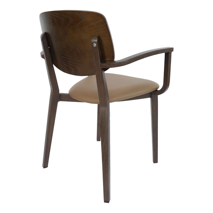 Durafurn Atlanta Armchair - large Ply Backrest - Wenge Frame/Taupe Vinyl Seat & Ply Backrest