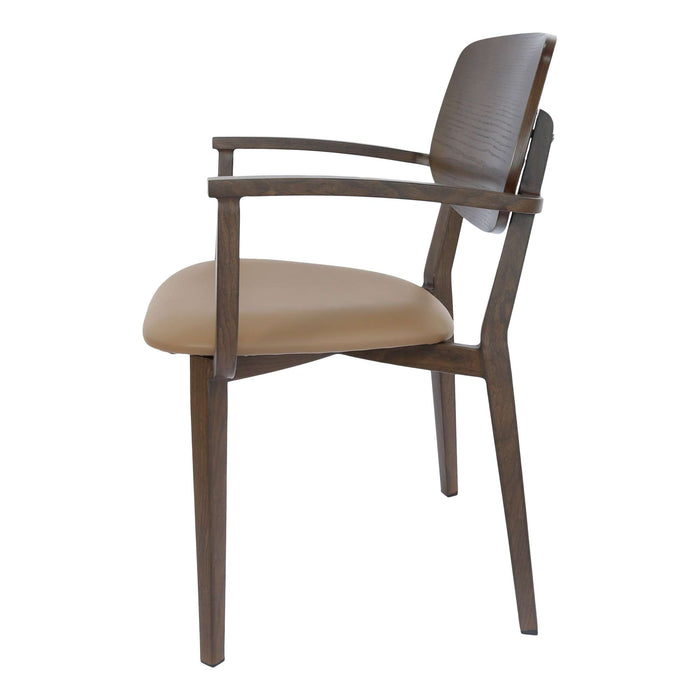 Durafurn Atlanta Armchair - large Ply Backrest - Wenge Frame/Taupe Vinyl Seat & Ply Backrest