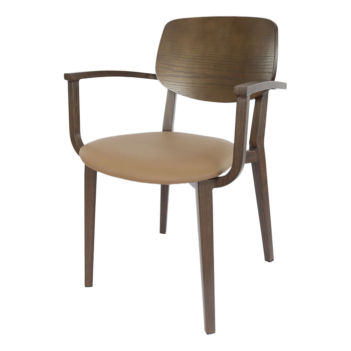 Durafurn Atlanta Armchair - large Ply Backrest - Wenge Frame/Taupe Vinyl Seat & Ply Backrest