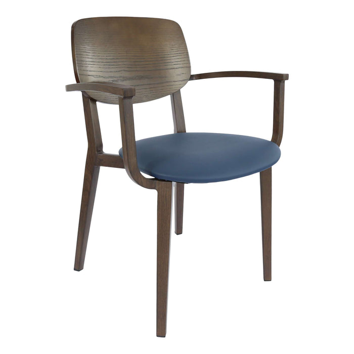 Durafurn Atlanta Armchair - large Ply Backrest - Wenge Frame/Navy Vinyl Seat & Ply Backrest