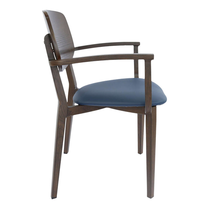 Durafurn Atlanta Armchair - large Ply Backrest - Wenge Frame/Navy Vinyl Seat & Ply Backrest