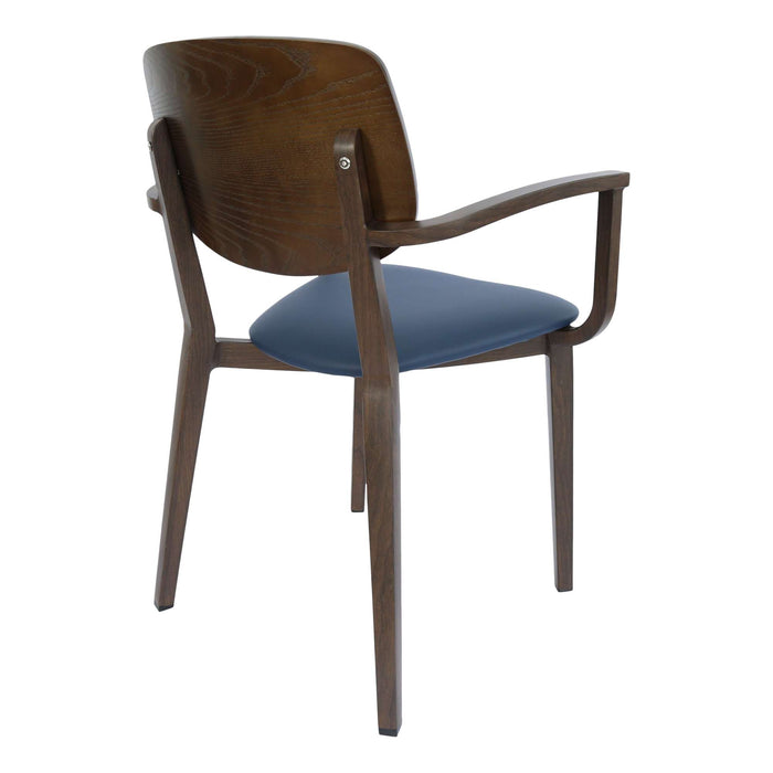 Durafurn Atlanta Armchair - large Ply Backrest - Wenge Frame/Navy Vinyl Seat & Ply Backrest