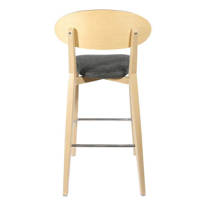 Durafurn Atlanta Barstool - Narrow Ply Backrest - Oak Frame/Dark Grey Fabric Seat & Ply Backrest