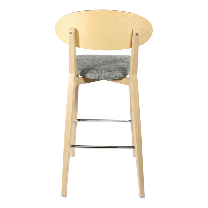 Durafurn Atlanta Barstool - Narrow Ply Backrest - Oak Frame/ Grey Fabric Seat & Ply Backrest