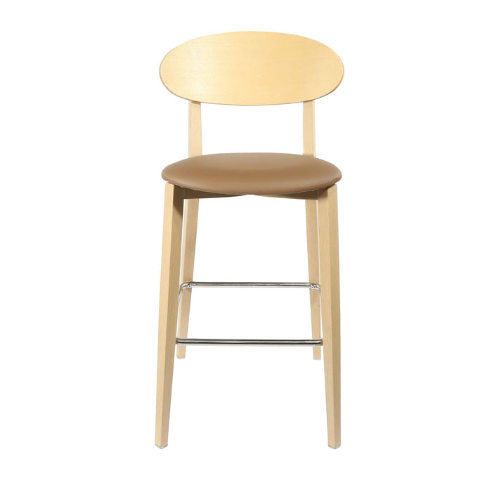 Durafurn Atlanta Barstool - Narrow Ply Backrest - Oak Frame/Taupe Vinyl Seat & Ply Backrest
