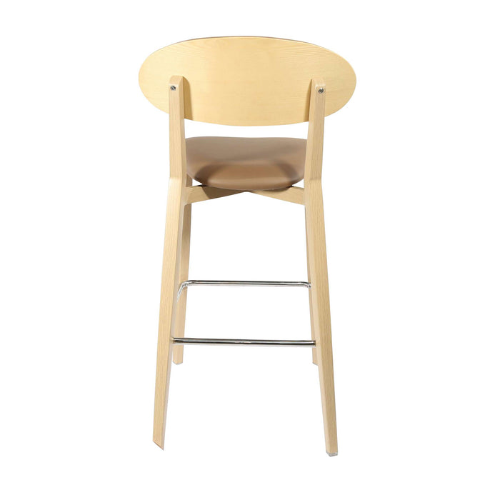 Durafurn Atlanta Barstool - Narrow Ply Backrest - Oak Frame/Taupe Vinyl Seat & Ply Backrest