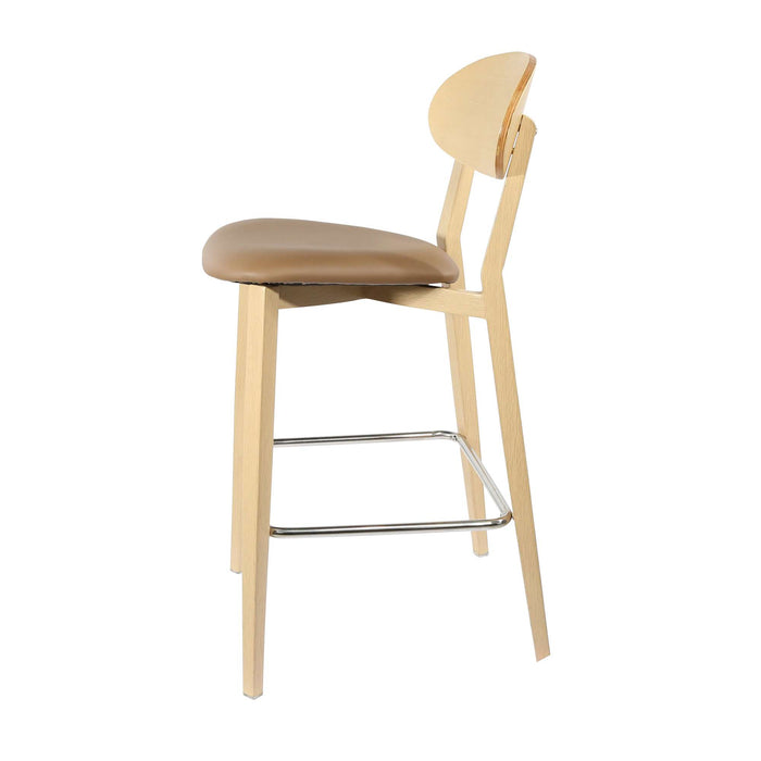 Durafurn Atlanta Barstool - Narrow Ply Backrest - Oak Frame/Taupe Vinyl Seat & Ply Backrest