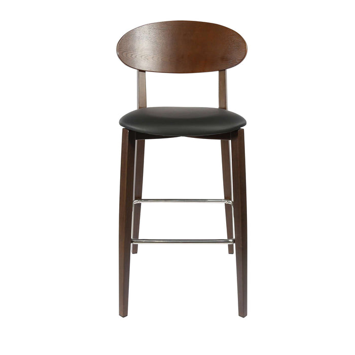 Durafurn Atlanta Barstool - Narrow Ply Backrest - Wenge Frame/Black Vinyl Seat & Ply Backrest