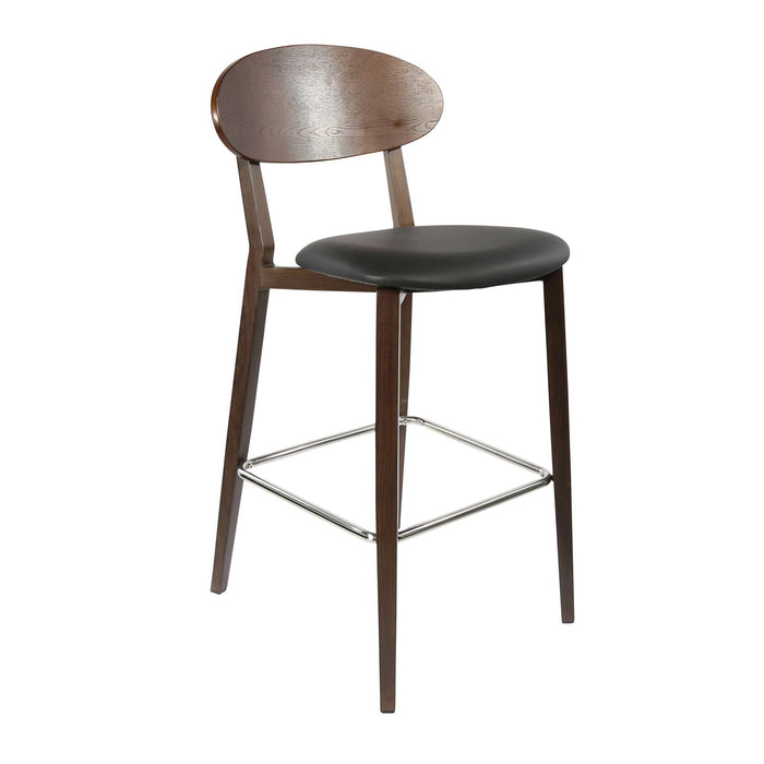 Durafurn Atlanta Barstool - Narrow Ply Backrest - Wenge Frame/Black Vinyl Seat & Ply Backrest