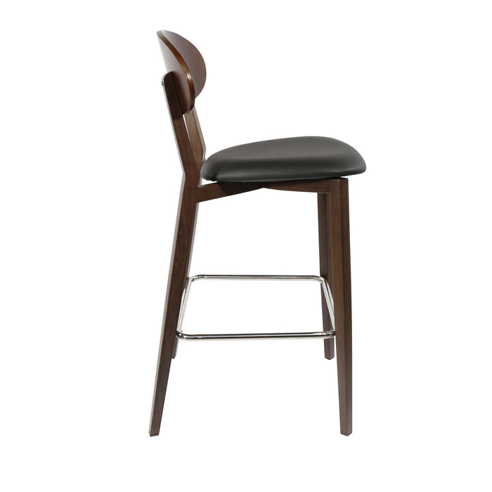 Durafurn Atlanta Barstool - Narrow Ply Backrest - Wenge Frame/Black Vinyl Seat & Ply Backrest