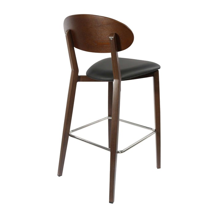 Durafurn Atlanta Barstool - Narrow Ply Backrest - Wenge Frame/Black Vinyl Seat & Ply Backrest