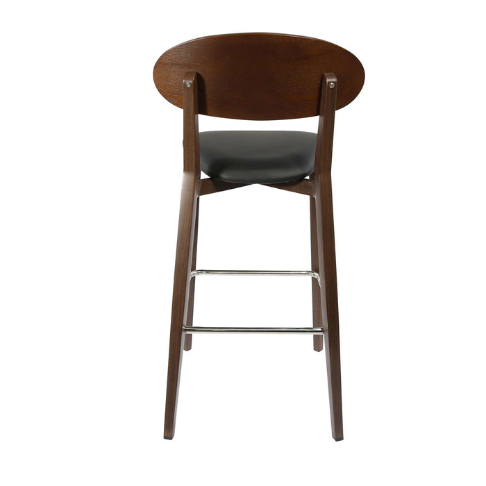 Durafurn Atlanta Barstool - Narrow Ply Backrest - Wenge Frame/Black Vinyl Seat & Ply Backrest